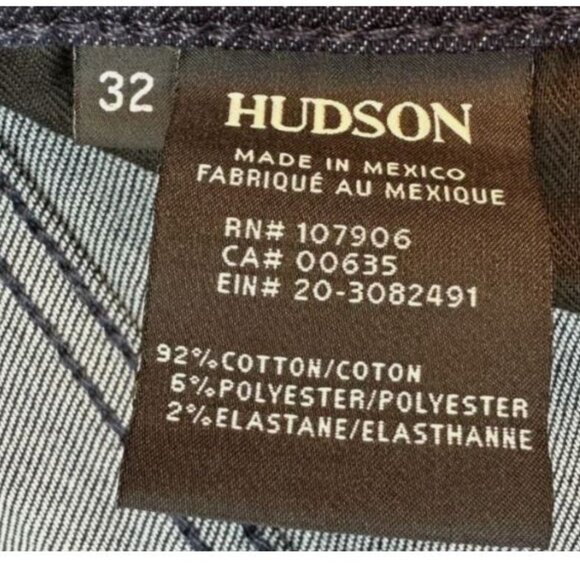Hudson BYRON Size W32 L34 Straight Stretch Men's Jeans Dark Blue New - Picture 12 of 15